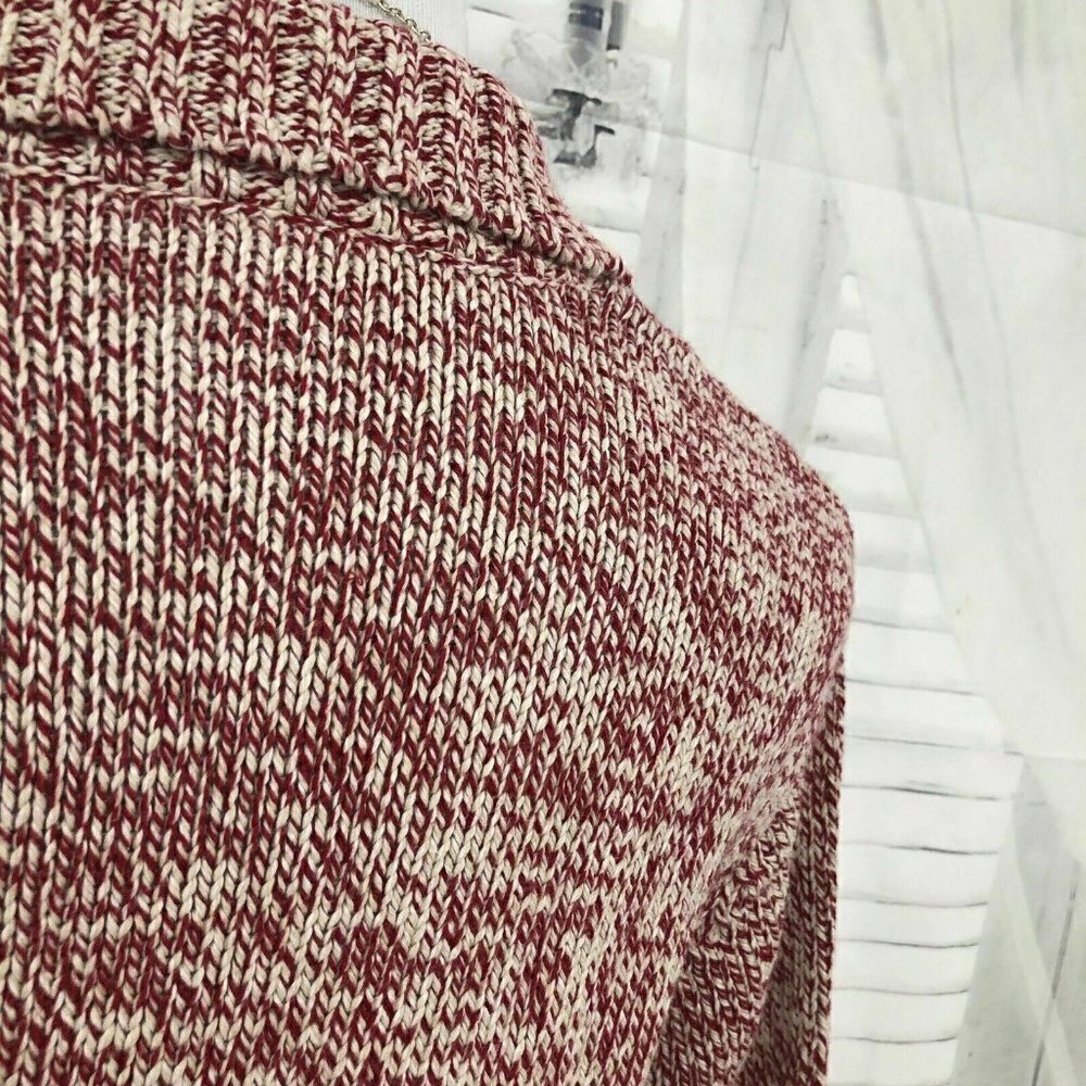 Talbots Size Medium Red Cream Button Down Cardiga… - image 5